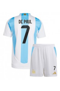 Argentinië Rodrigo De Paul #7 Babytruitje Thuis tenue Kind Copa America 2024 Korte Mouw (+ Korte broeken)